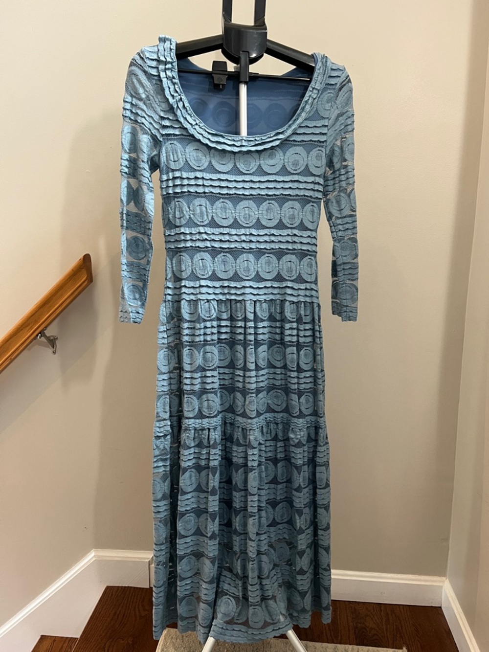 Sundance Dusty Blue Lace Maxi Dress with Scoop Neck - Size Small - Picture 2 of 5